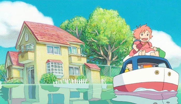 Мультфильм Рыбка Поньо на утёсе